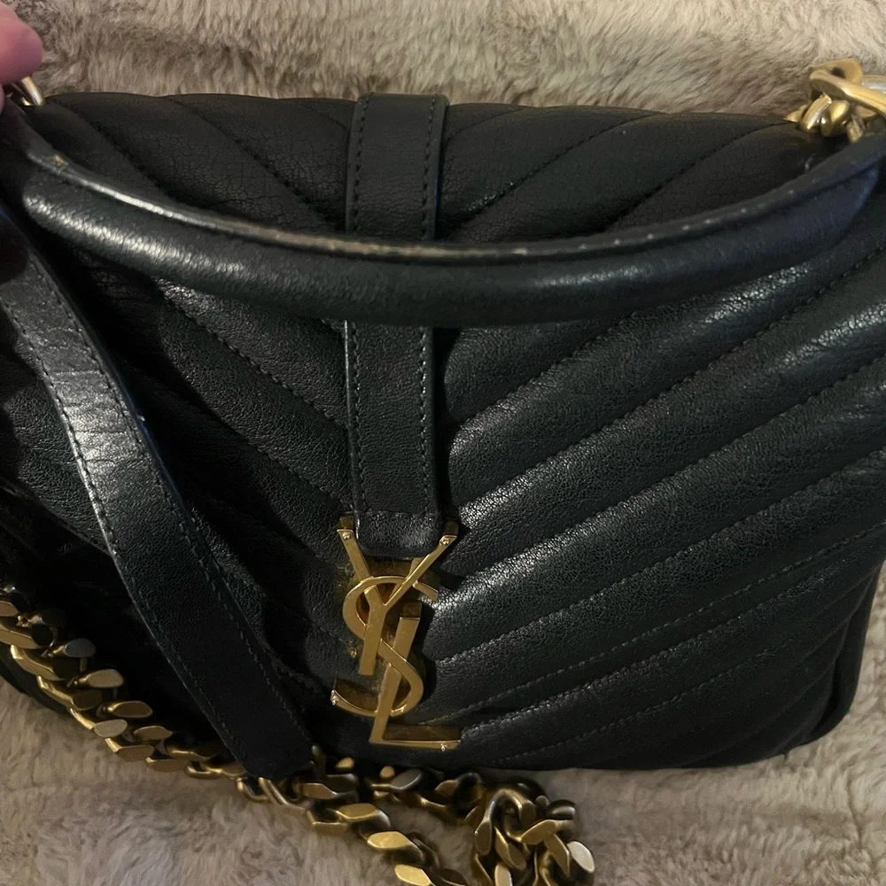Saint Laurent Black Quilted Leather Shoulder Bag with Gold Hardware - Picture 11 of 15